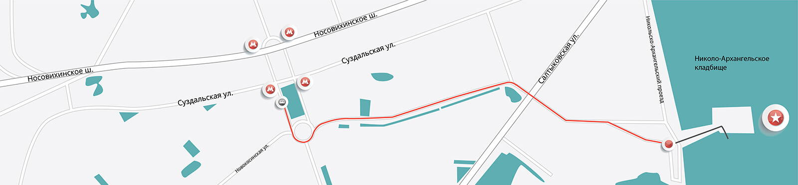 Схема проезда к Николо-Архангельскому кладбищу